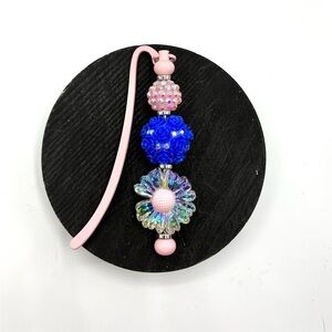 Colorful Beaded Bookmark with Pink and Blue Accents